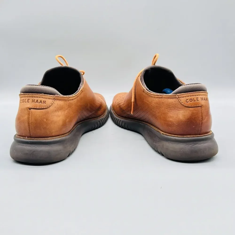 Cole Haan Shoes Mens 12 Brown Leather Zerogrand Perforated Oxford Dress Sneakers - Picture 5 of 10